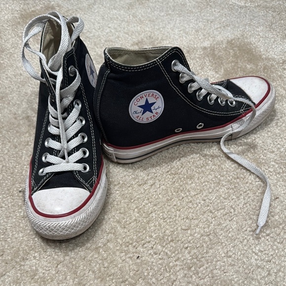 Black High-Top Wedge Sneakers - Picture 2 of 5